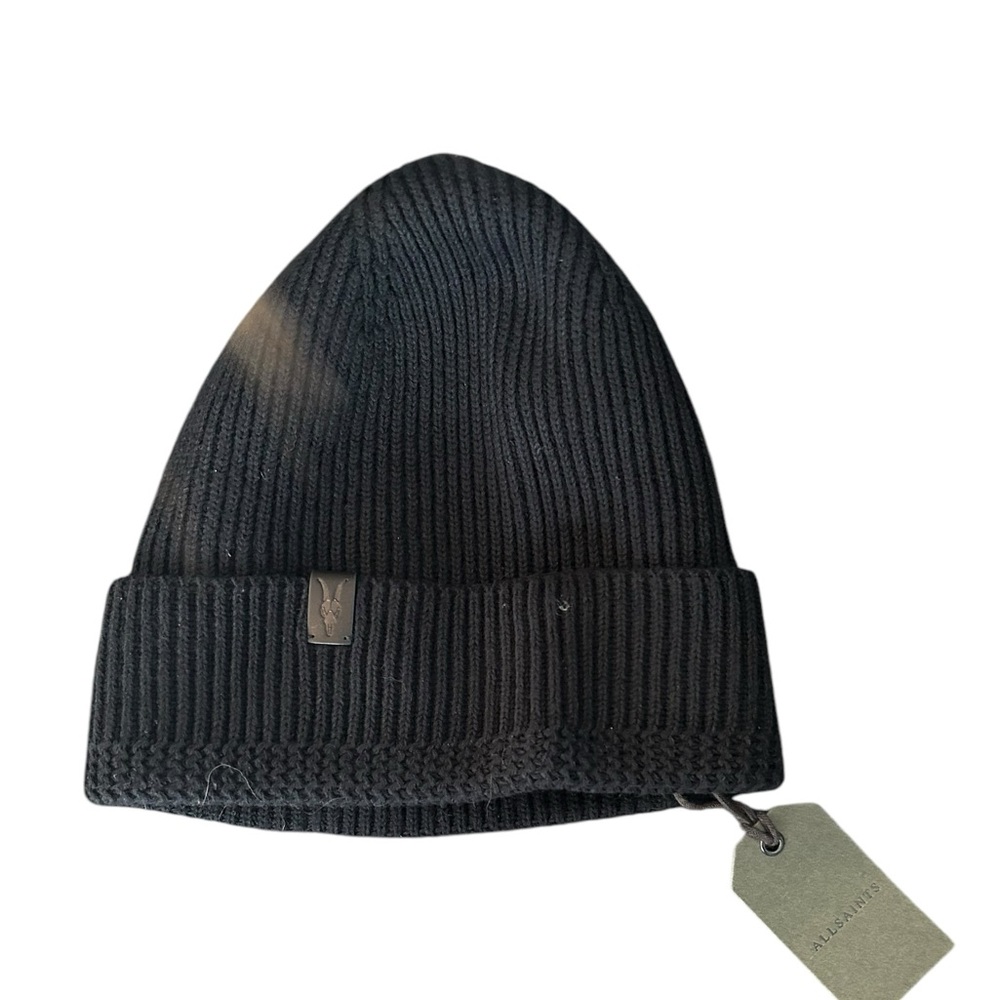 All saints black knit hat nwt